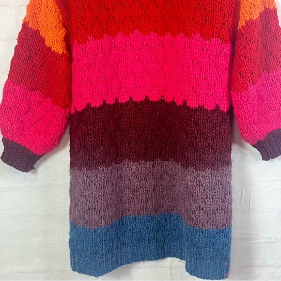Farm Rio  Chunky Rainbow Stripe Colorblocked Chunky Cardigan Small - Picture 6 of 12